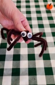 a fuzzy spider made of pipe cleaners and googly eyes